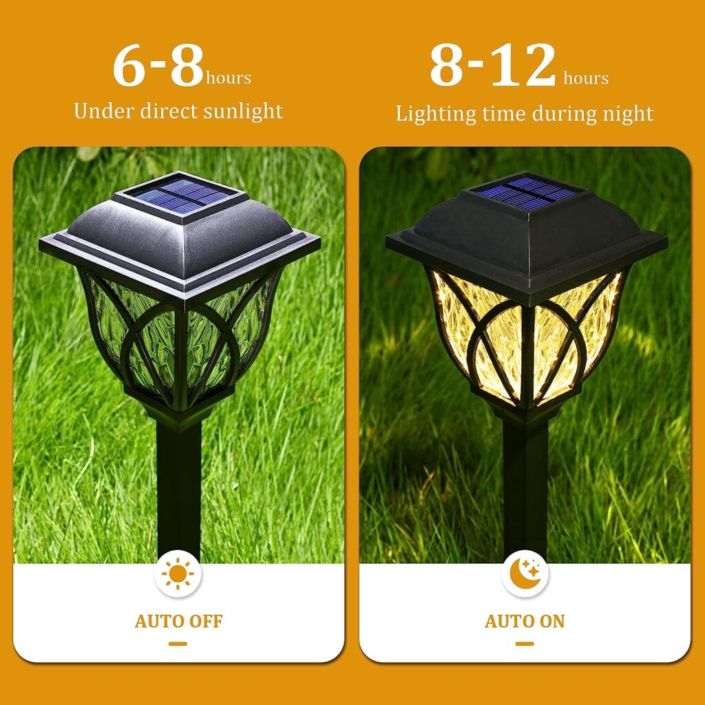 GIGALUMI Solar Lights Outdoor Waterproof, 6 Pack LED Solar Garden Lights, Solar Lights for Outside, Yard, Patio, Landscape, Walkway (Warm White)