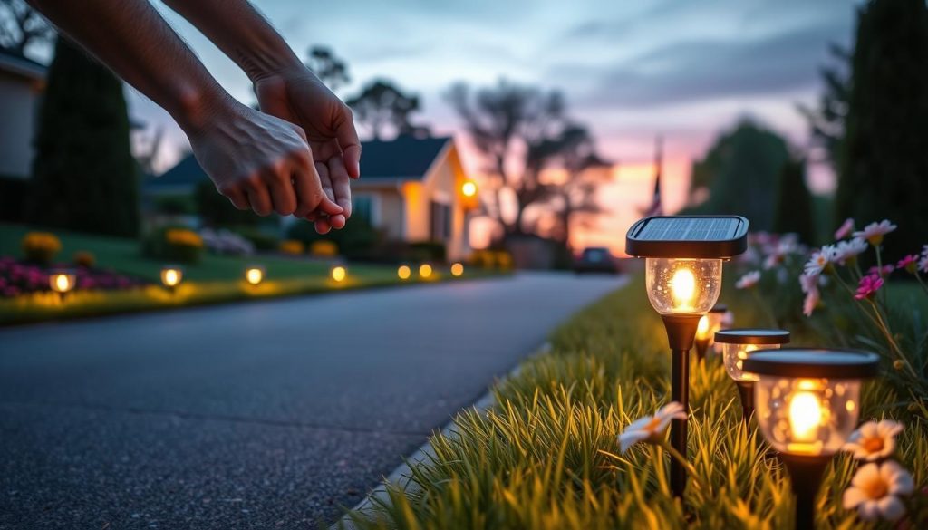 solar driveway lights installation