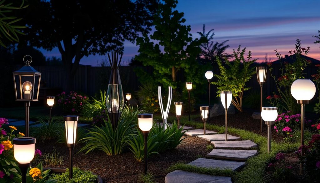 solar-powered garden accents