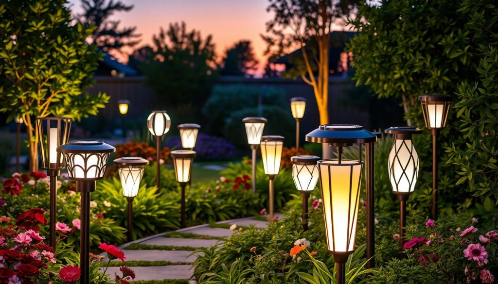 solar-powered garden accents