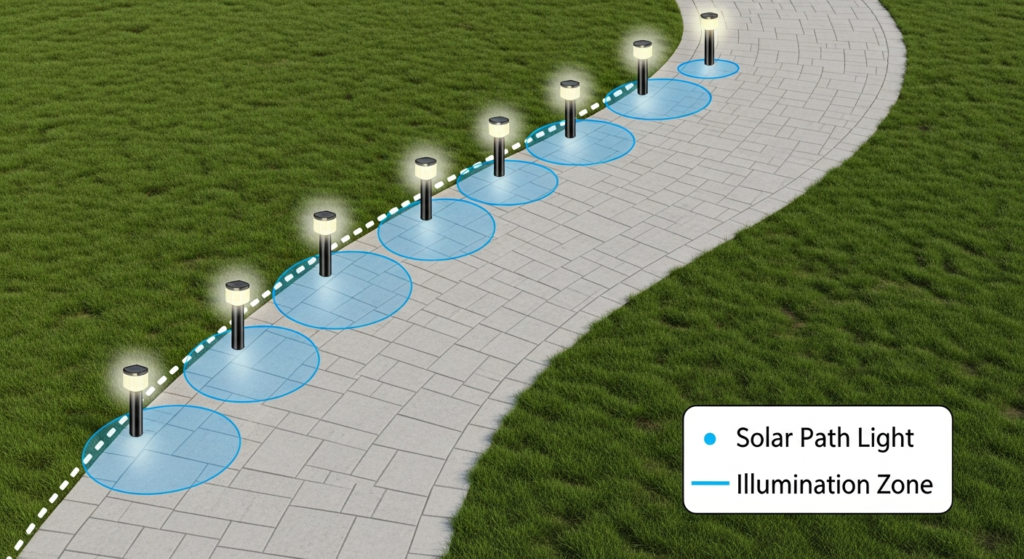 Solar path light layout ideas for walkways