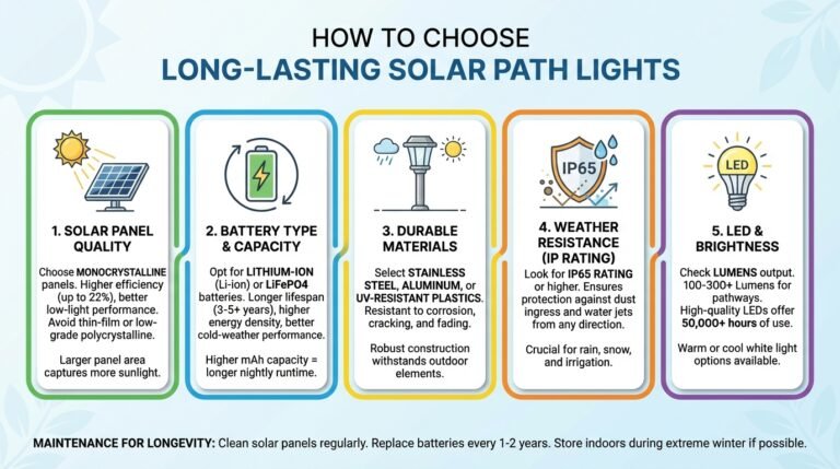 how to choose long-lasting solar path lights