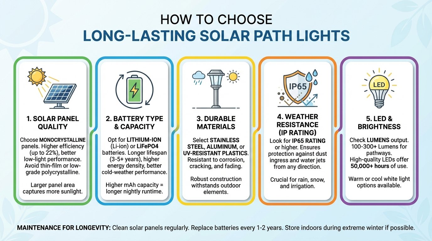 how to choose long-lasting solar path lights