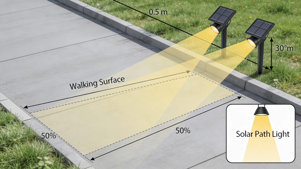 solar path light placement safety rules for walkways
