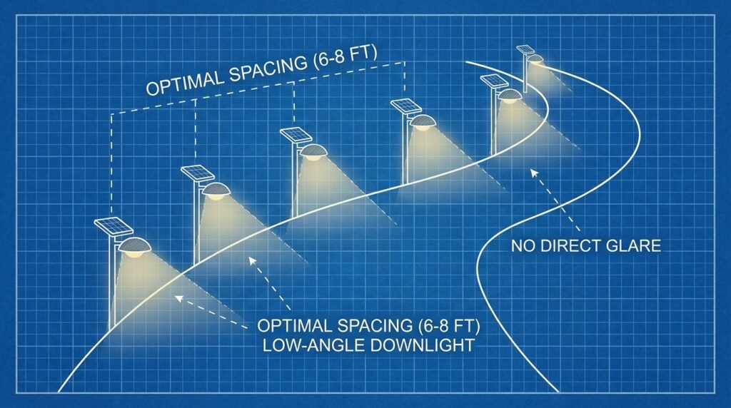 solar path lights placement rule
