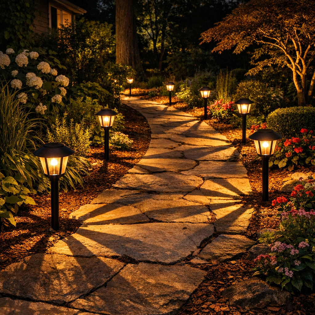 solar path lights with replaceable batteries