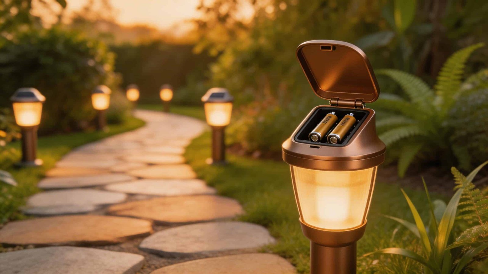 solar path lights with replaceable batteries