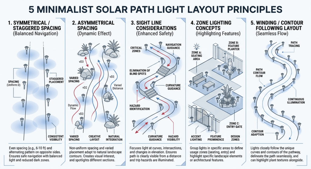 modern minimalist solar path light layouts