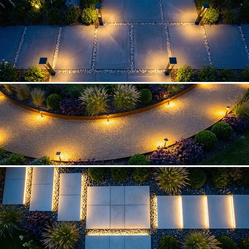 modern minimalist solar path light layouts