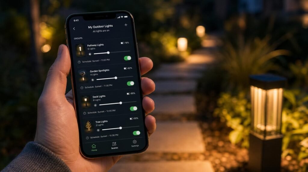 smart solar path lights with app control