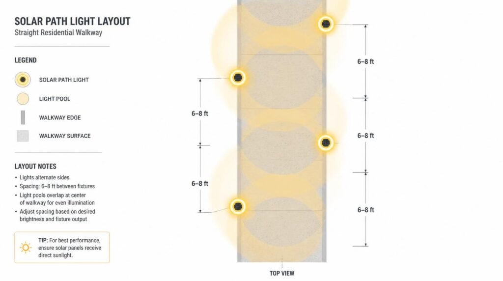 spacing solar path lights for even coverage
