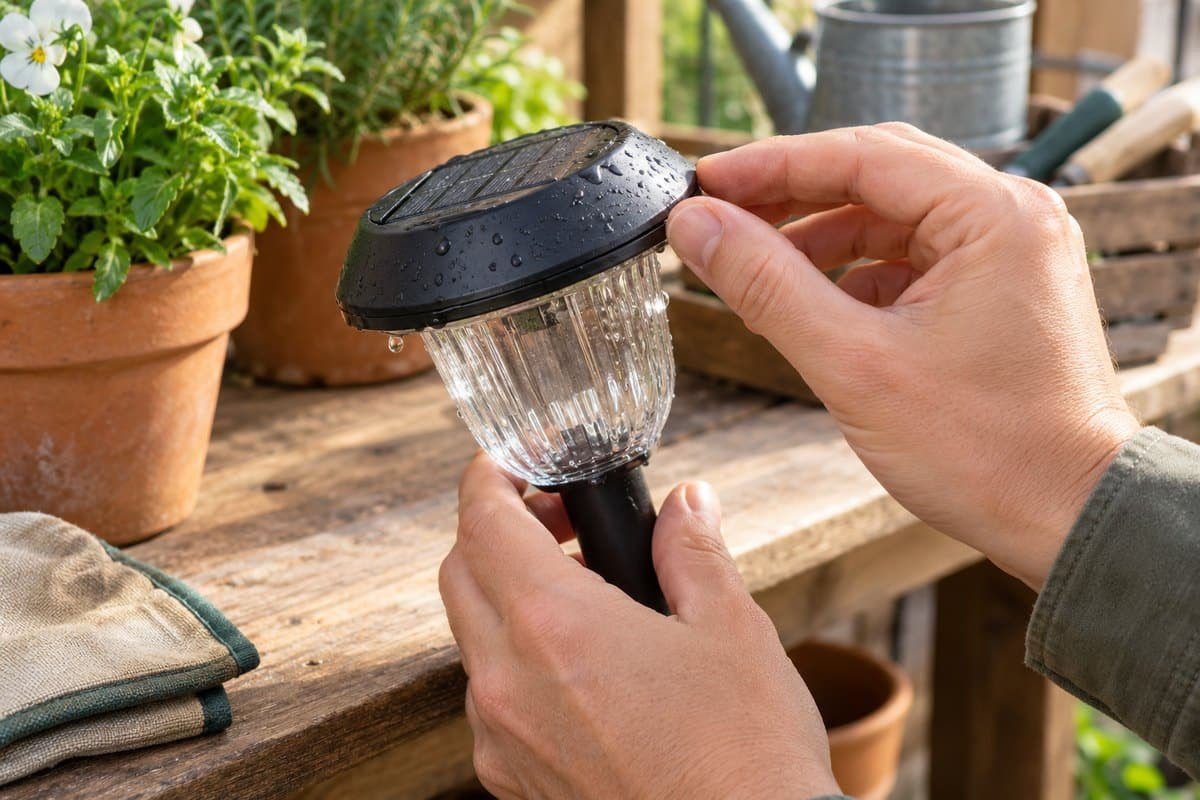Solar lights not working after rain: inspecting droplets and the cap seal