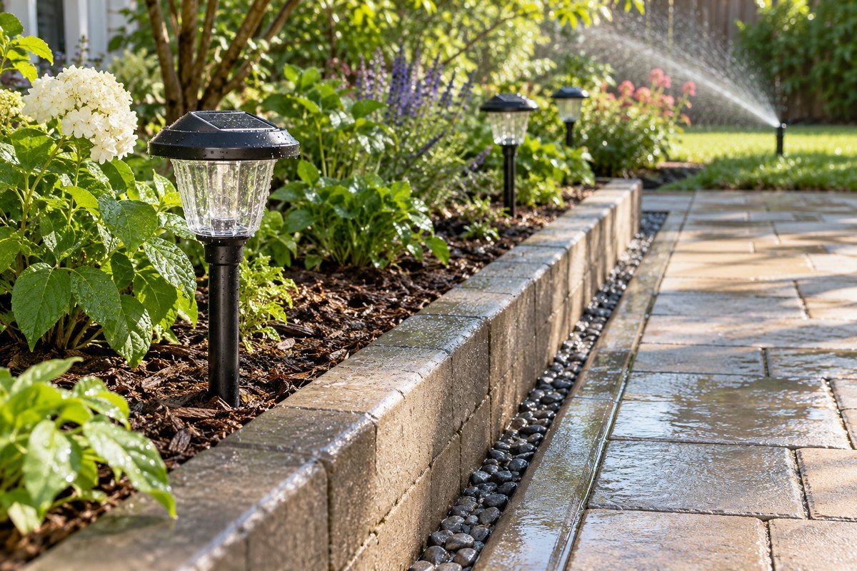 Solar lights not working after rain: raised path lights positioned away from runoff